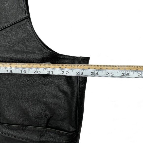 FMC Black Leather Snap Button Biker Motorcycle Vest Men's Large 46 - Picture 7 of 13